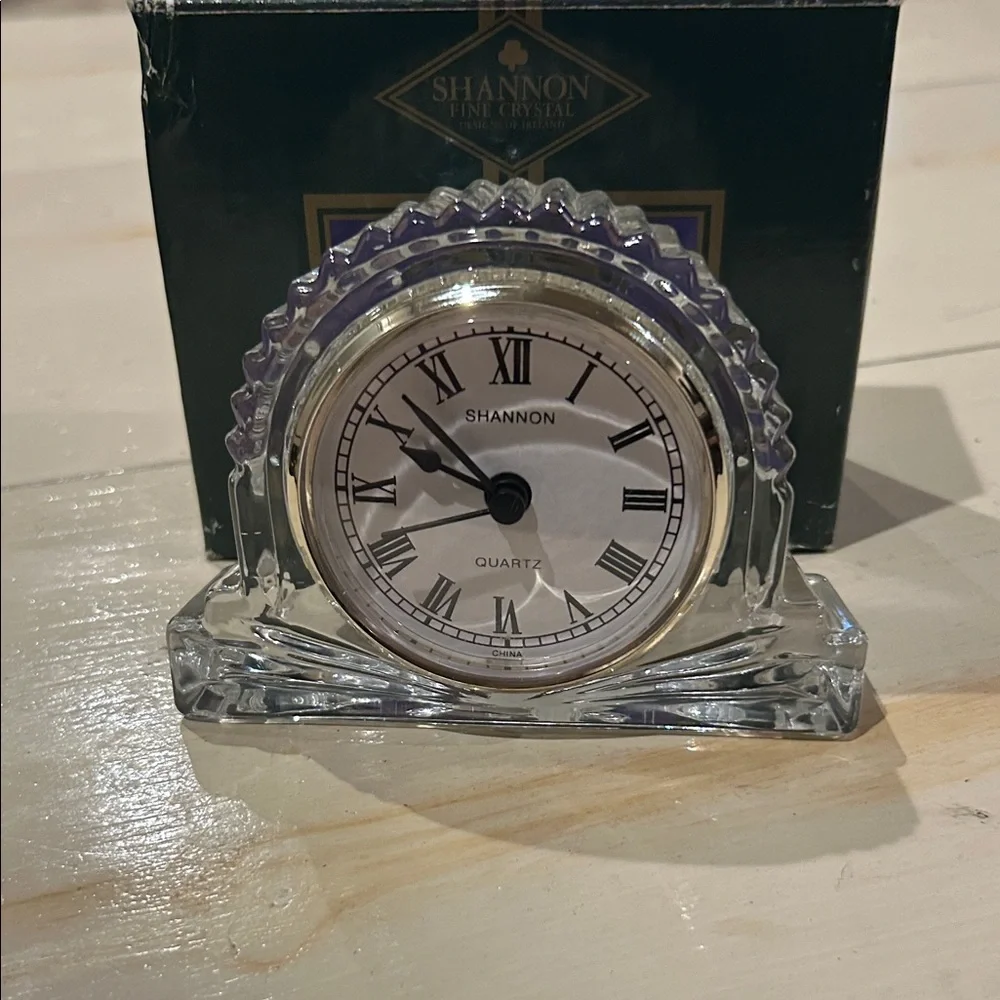SHANNON Crystal Clock with Silver Accents